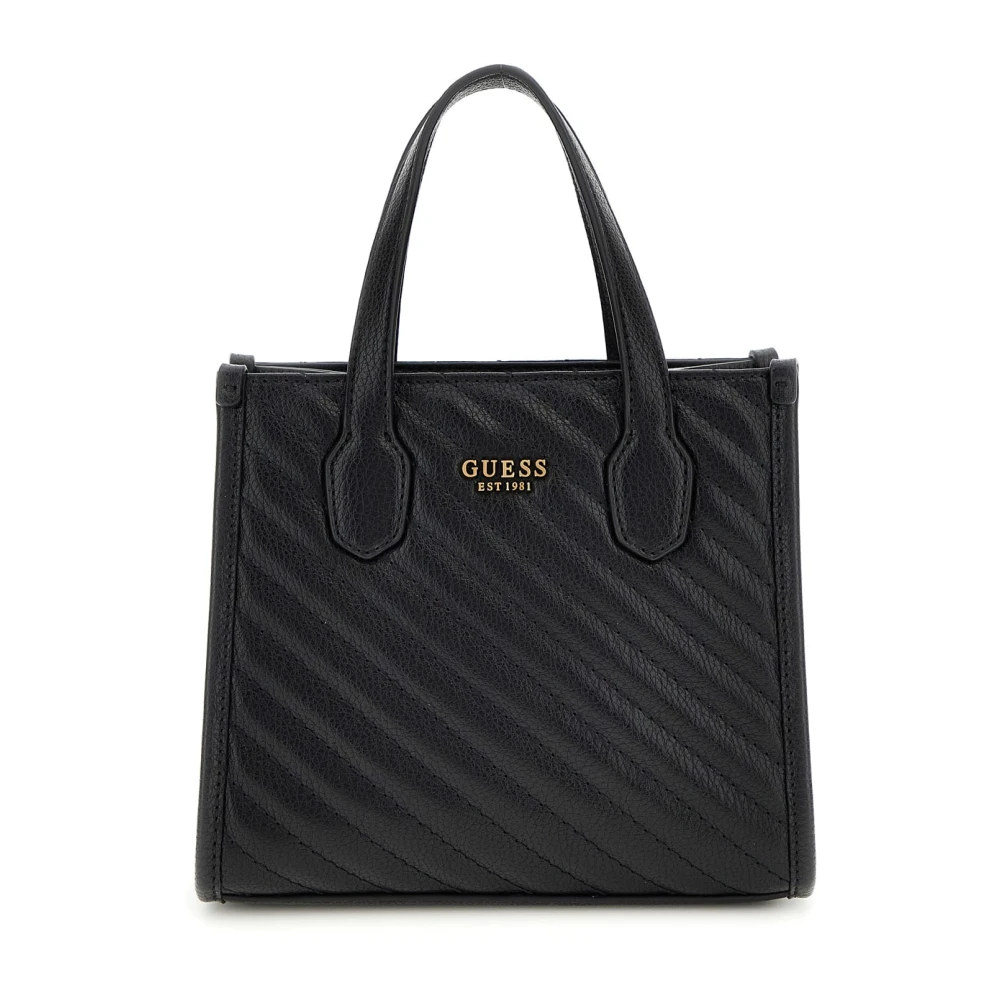 Guess Zwarte Silvana 2 Compartiment Tote Tas Black Dames