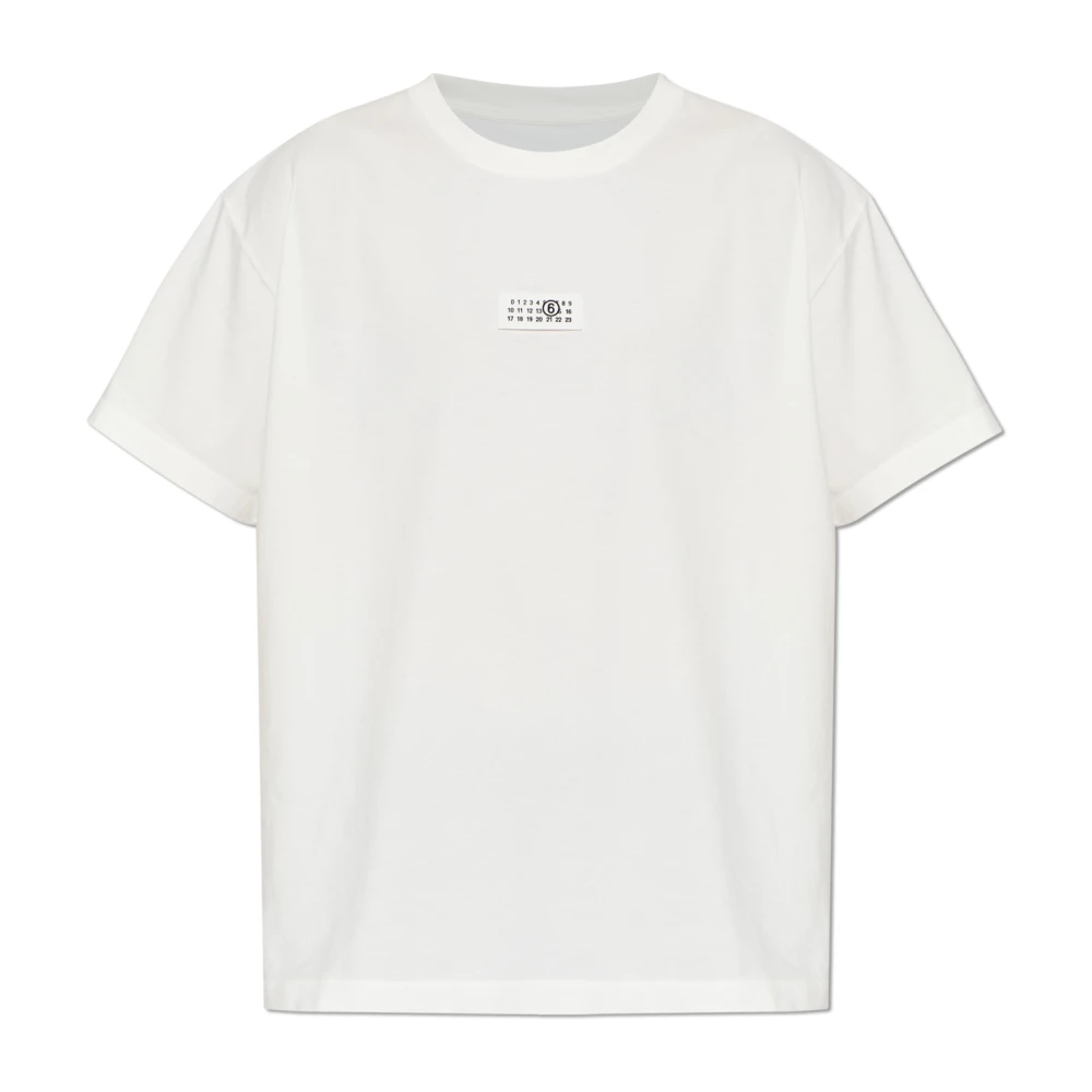 Mm6 Maison Margiela T-Shirts, Male, S, T-Shirt With Logo Patch White