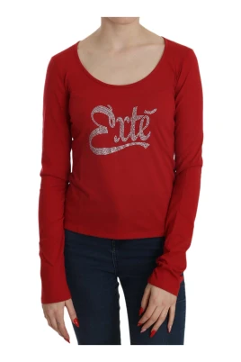 Röd Kristallprydd Elegant Blus