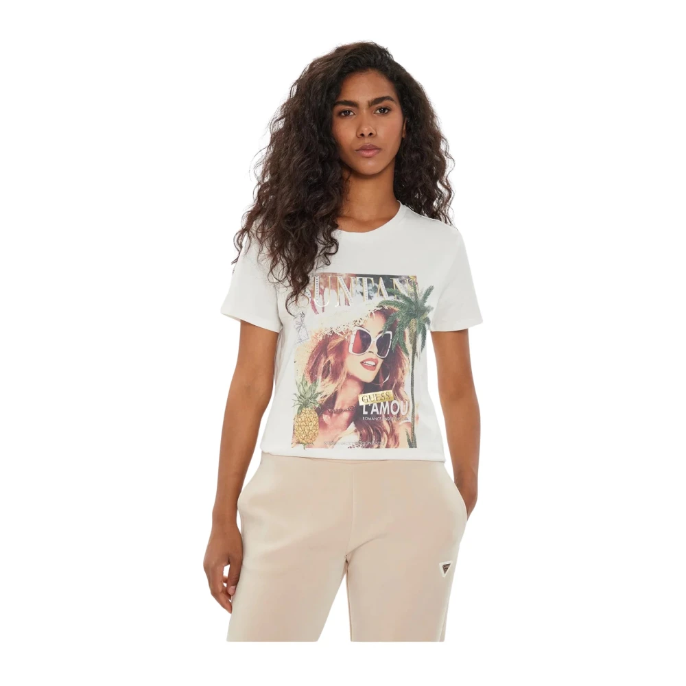 Guess Geprint T-shirt van katoen White Dames