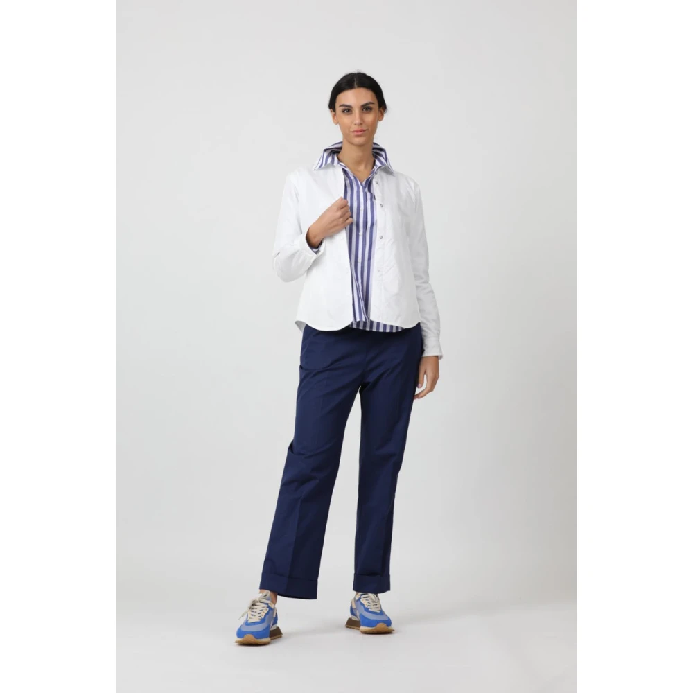 Aspesi Casual Katoenen Broek Blue Dames