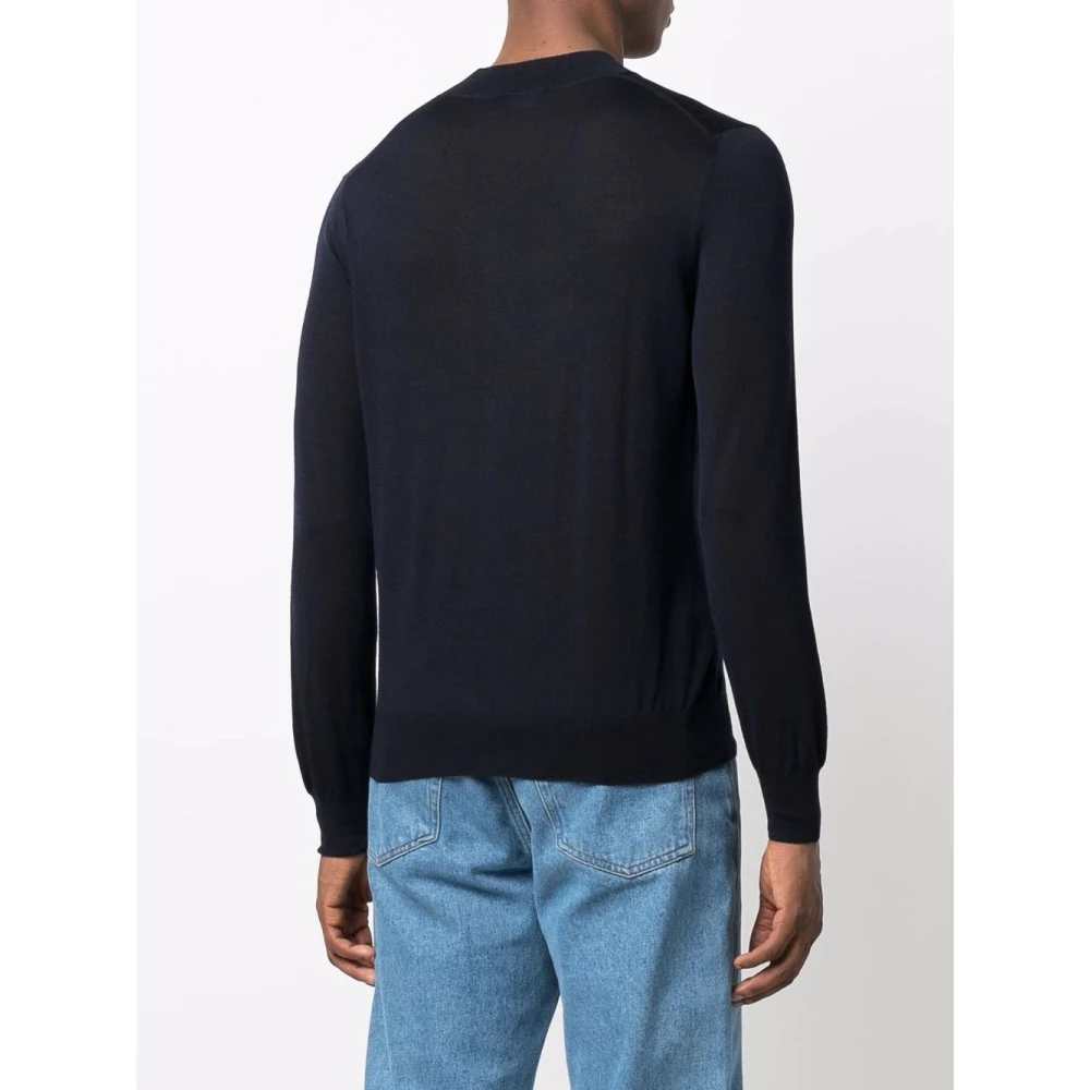 Barba Virgin Wool Crew-Neck Gebreide kleding Blue Heren