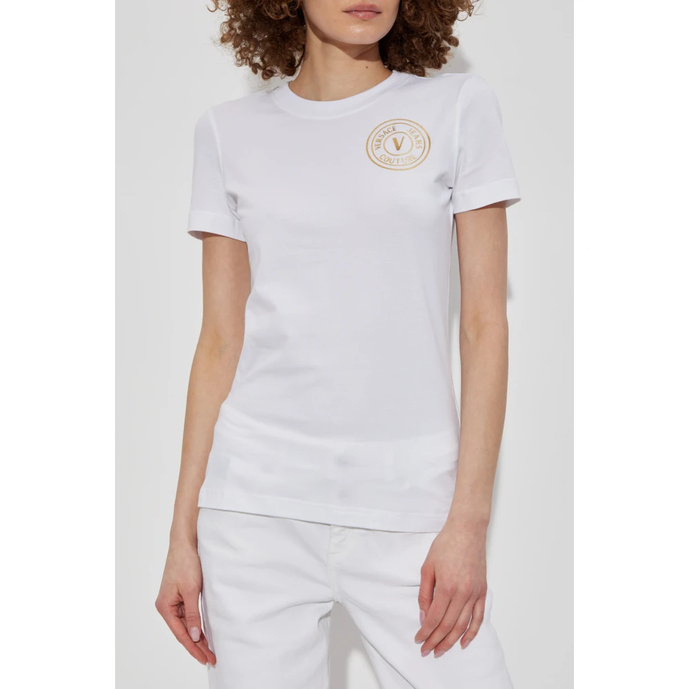 Versace Jeans Couture T-shirt met bedrukt logo White Dames