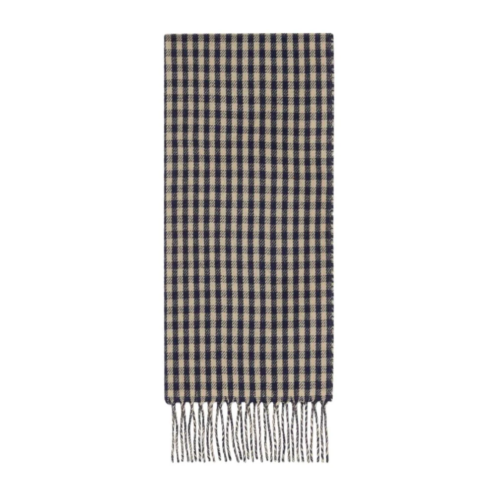 Gucci Navy Ivory Gingham Check Wol Sjaal Beige Heren