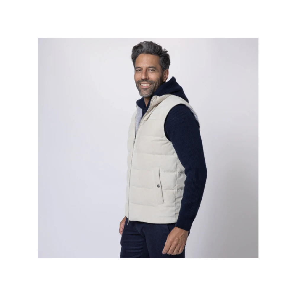 Eleventy Omkeerbaar mouwloos vest in beige en grijs Gray Heren