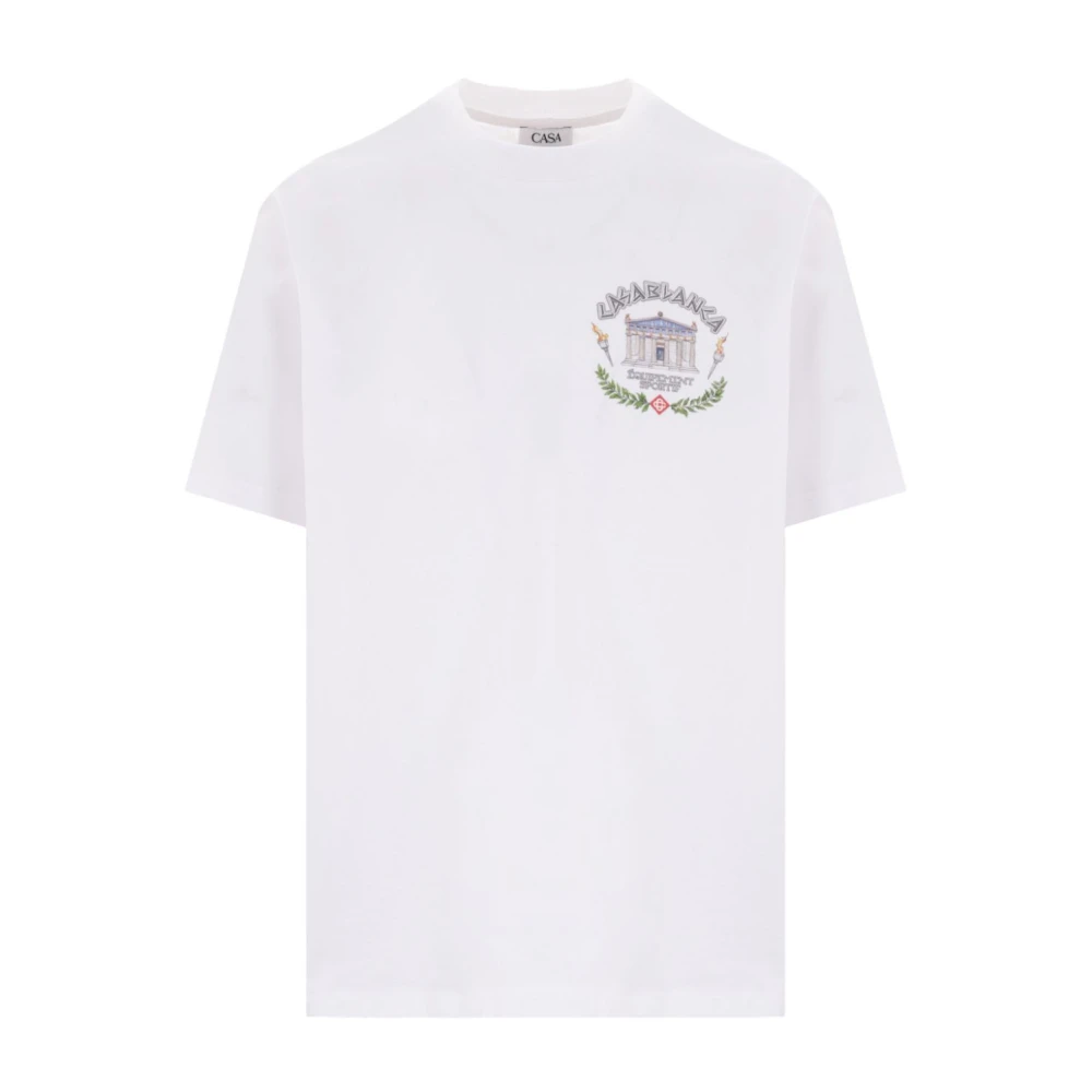 Casablanca Wit Logo Print Grafische T-shirts White Heren