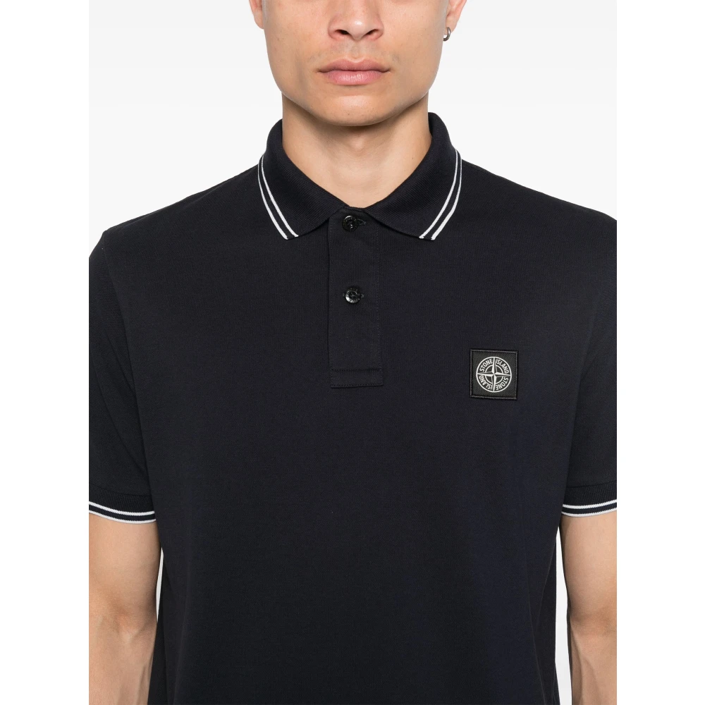 Stone Island Blauwe T-shirts en Polo's met Gestreepte Details Blue Heren