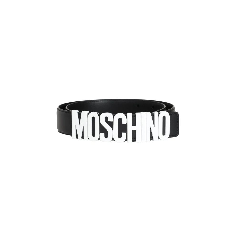 Moschino Svart bälte med metalllogotyp Black, Herr