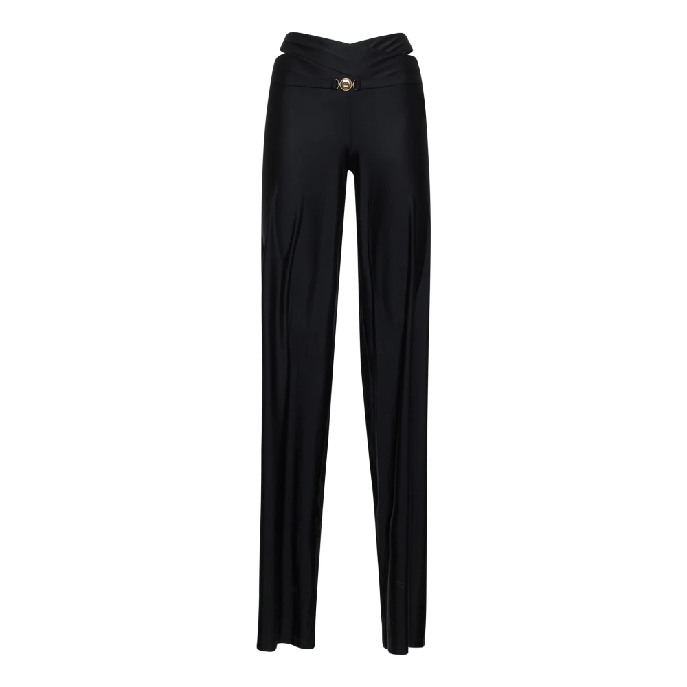 Marine Serre Zwarte broek met maanjuweelclip-sluiting Black Dames