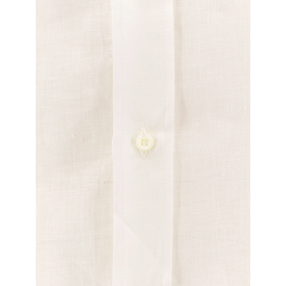 BRUNELLO CUCINELLI Witte Linnen Overhemd Franse Kraag White Heren