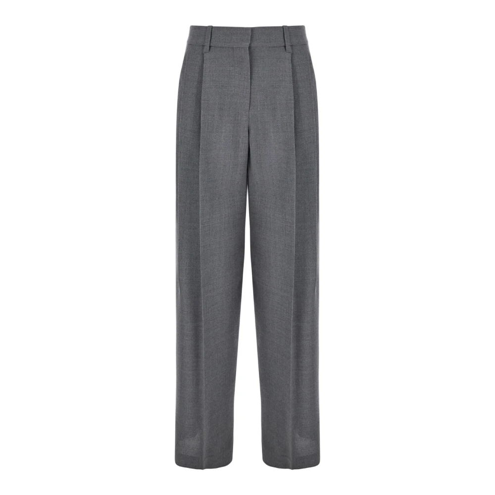 BRUNELLO CUCINELLI Grijze Wol Hoge Taille Broek Gray Dames