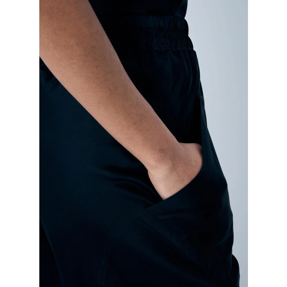 Rick Owens Satijnen Weefsel Panel Constructie Broek Black Dames