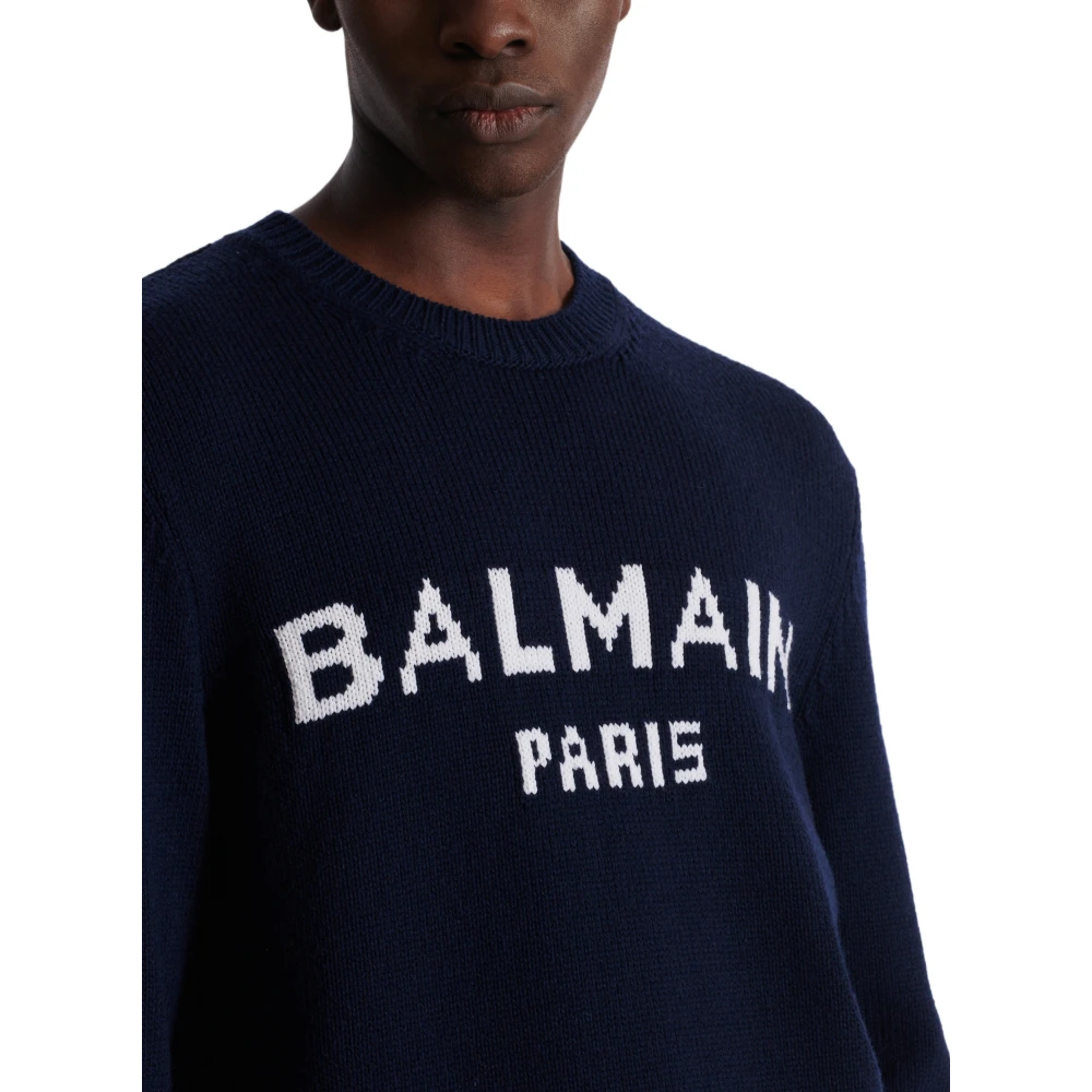 Balmain Wol Parijs trui Blue Heren