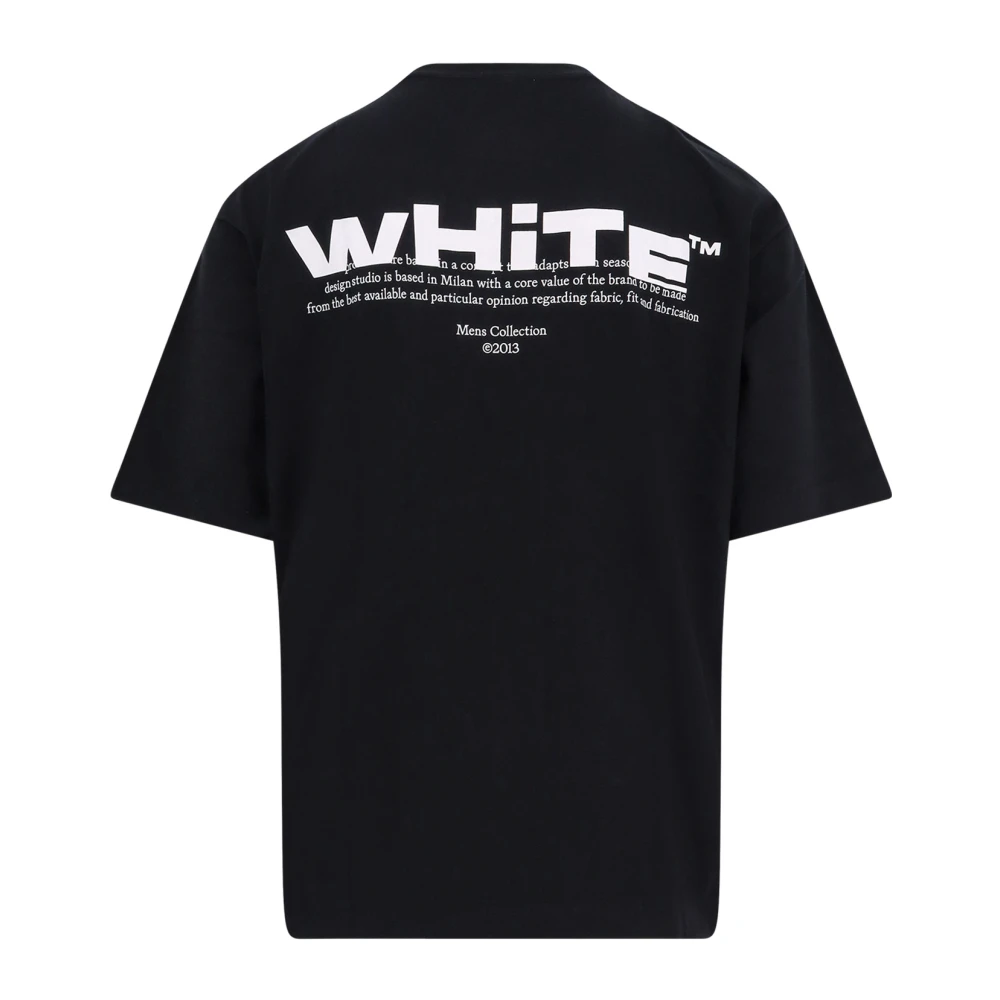 Off White Logo Print Katoen Crew-neck T-shirt Black Heren