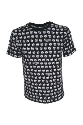 Teddybjörn Tryck Svart Bomulls T-shirt