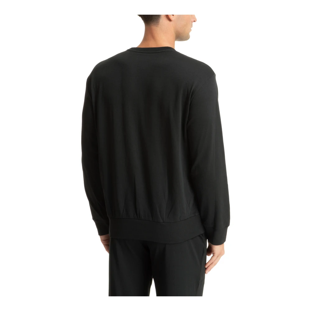 Calvin Klein Effen Logo Geborduurde Nachtmode Sweatshirt Black Heren
