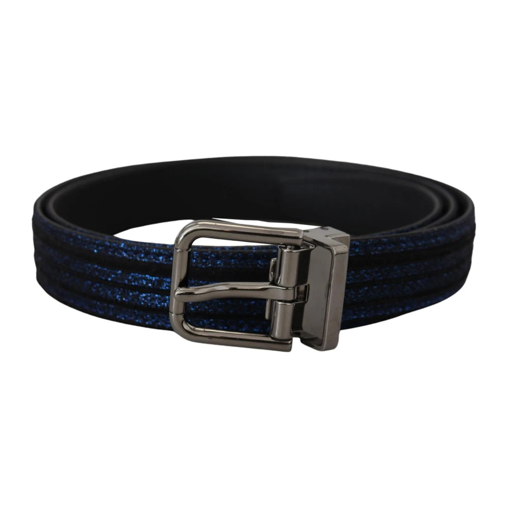 Dolce & Gabbana Men's Blue Jacquard Belt With Metal Buckle