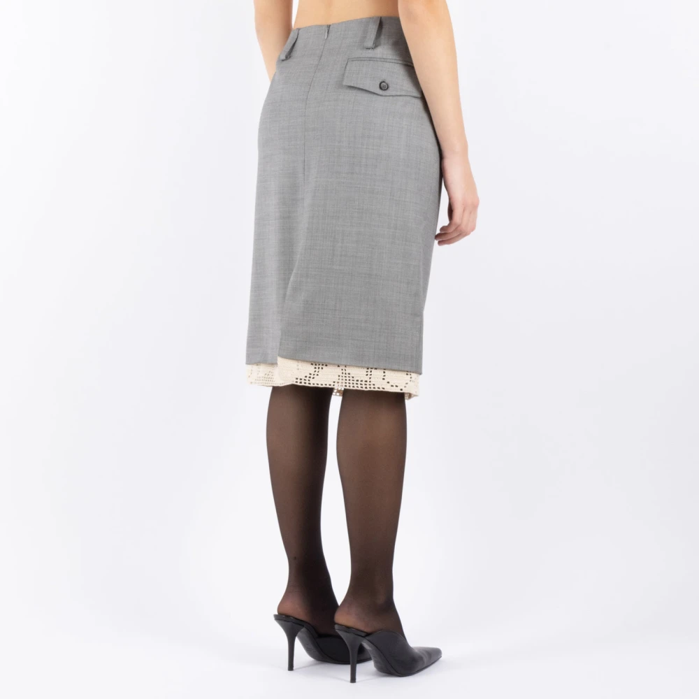 Magda Butrym Grijze Wollen Rok Gray Dames