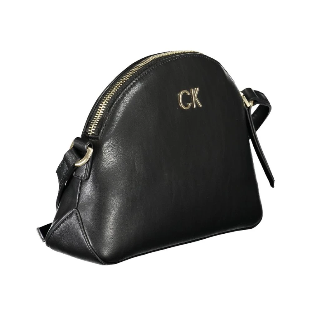 Calvin Klein Zwarte Polyester Schoudertas met Rits Black Dames