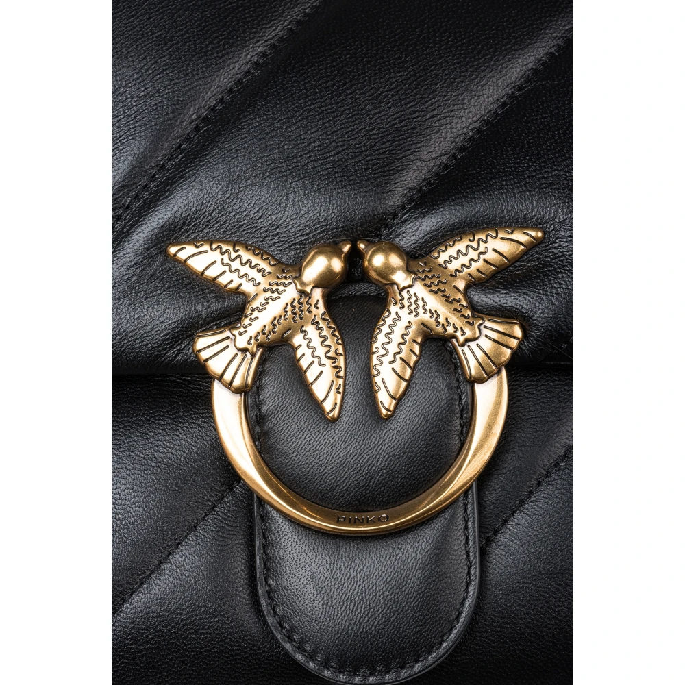 pinko Love Birds Diamond Cut Tas Black Dames