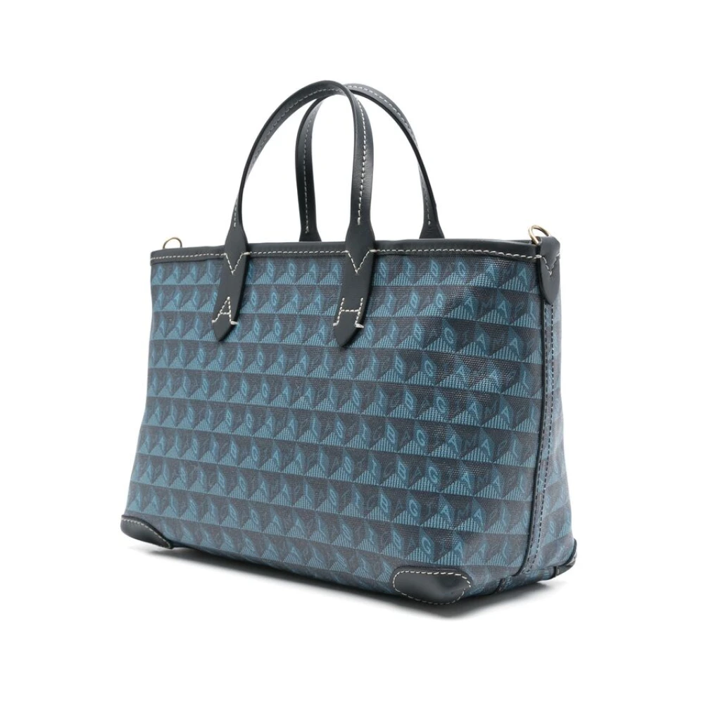 Anya Hindmarch Smiley Face Print Kunstleren Tas Blue Dames