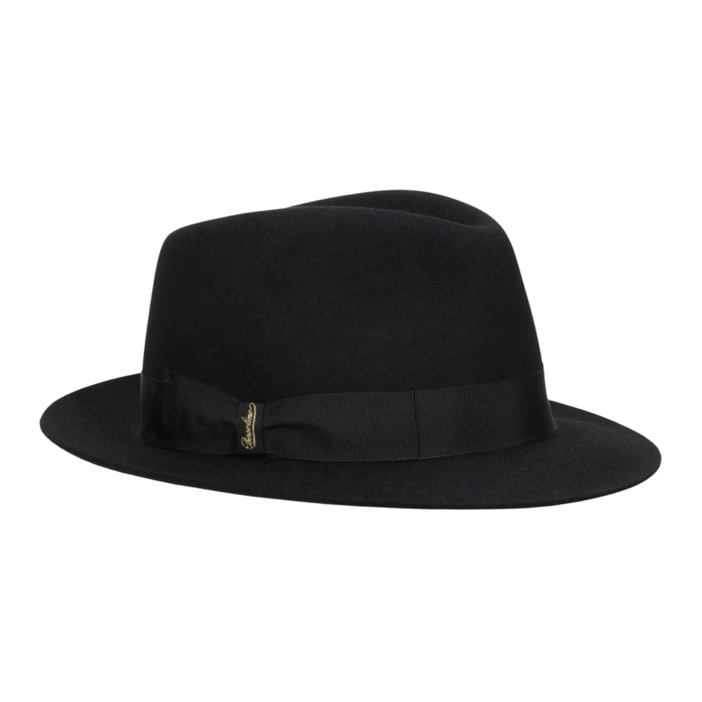 Borsalino Geborstelde Vilt Fedora Hoed Black Dames