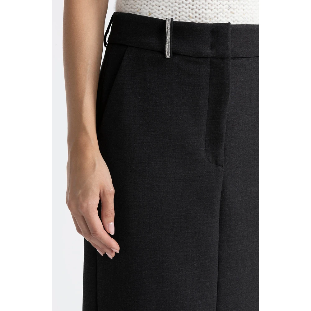 PESERICO Dubbele technische stof lange rok Black Dames