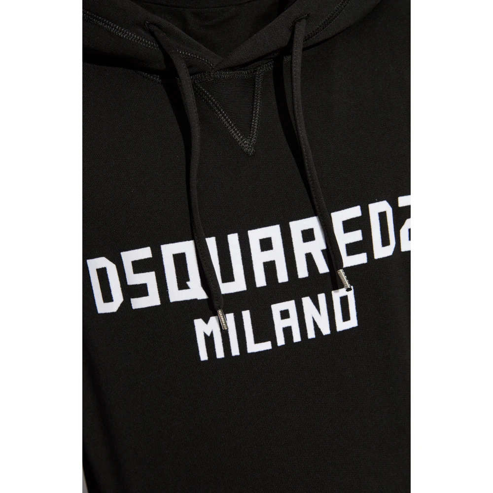 Dsquared2 Sweatshirt met logo en fluwelen afwerking Black Heren