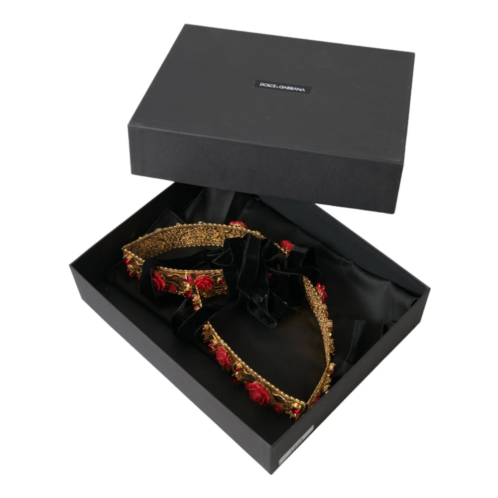Dolce & Gabbana Gouden Kristal Roos Juweel Taille Riem Yellow Dames