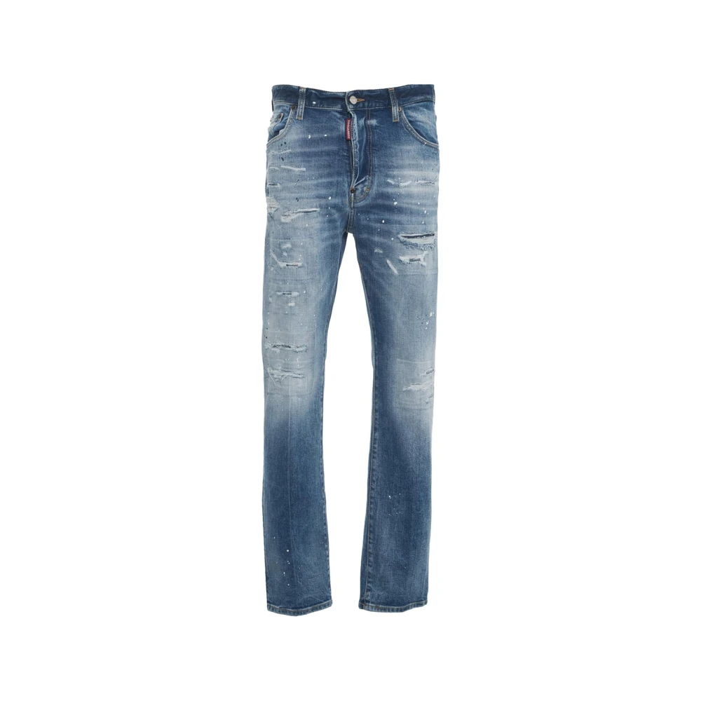 Dsquared2 Blauwe Ripped Jeans Trendy Distressed Design Blue Heren