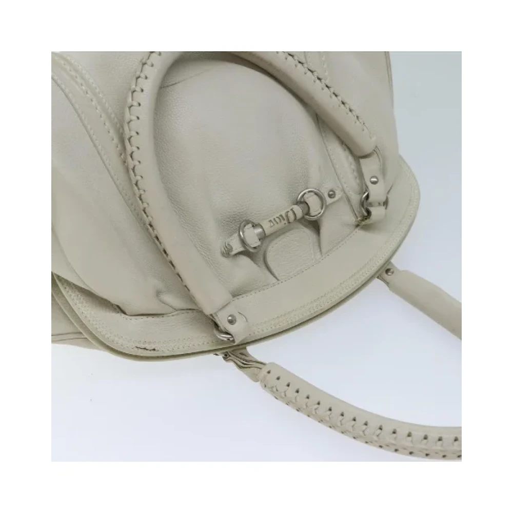 Dior Vintage Pre-owned Leather handbags White Dames