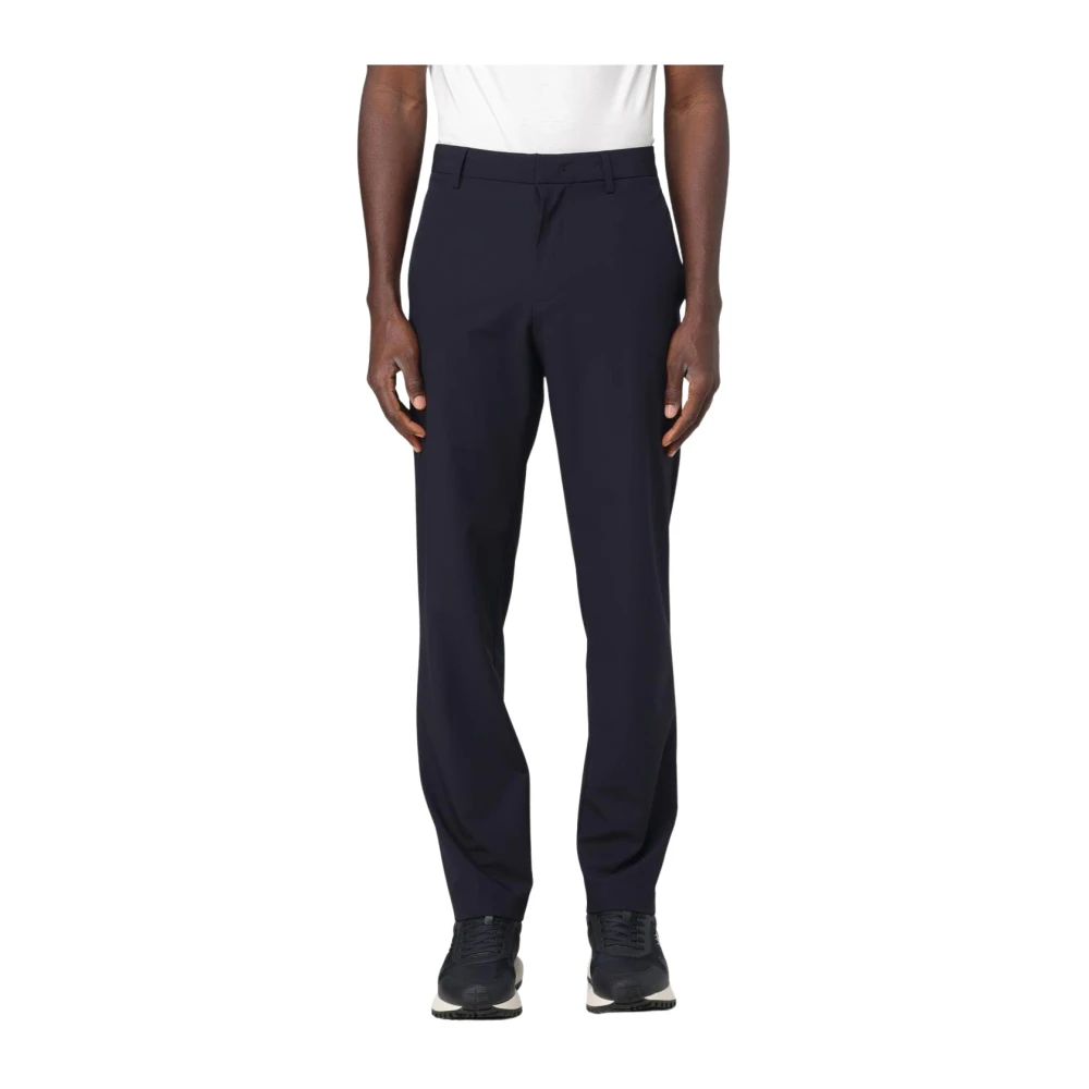 Emporio Armani Men's Blue Straight Trousers, Xl, Stretch Trousers Modern Design