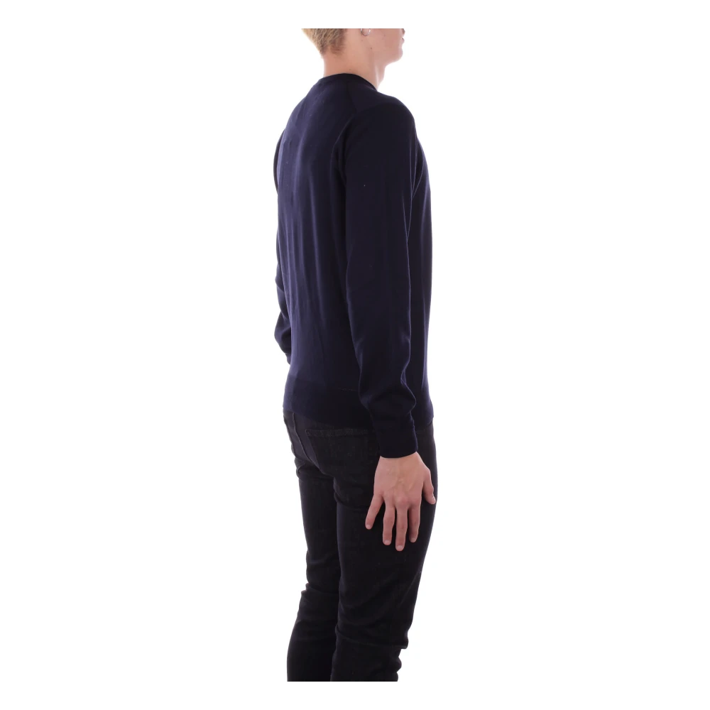 Alpha Studio Blauwe Trui met Omgeslagen Details Blue Heren
