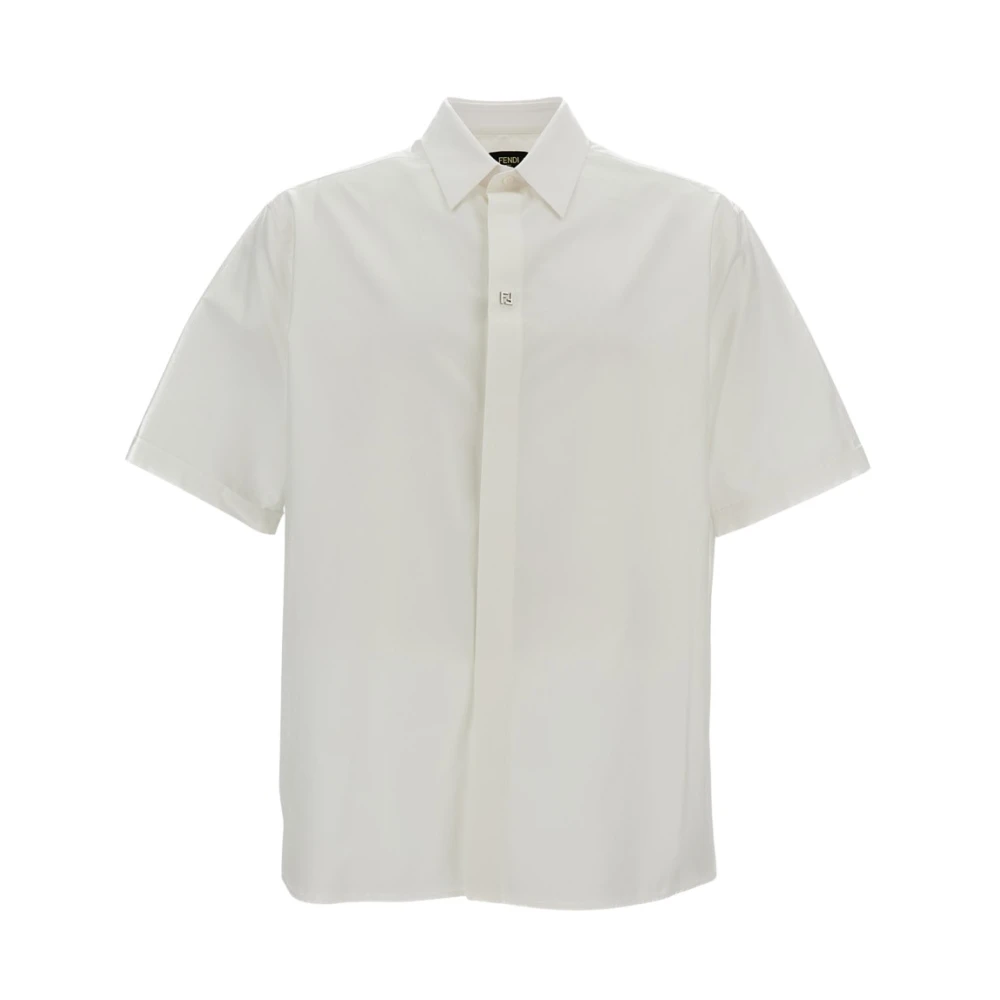 Fendi Men's White Short Sleeve Shirts, M, Shirt
