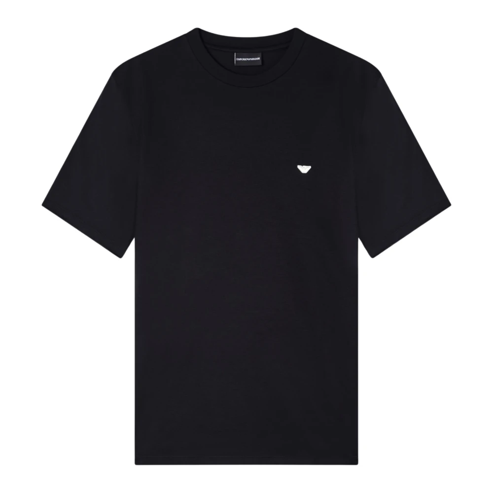 Emporio Armani Men's Black T-Shirts, 2XL, Lyocell-Blend Jersey T-Shirt With Embossed Eagle Embroidery