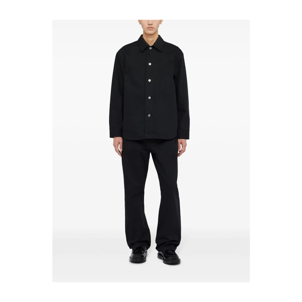Jil Sander Zwarte Katoenen Overhemd voor Mannen Black Heren