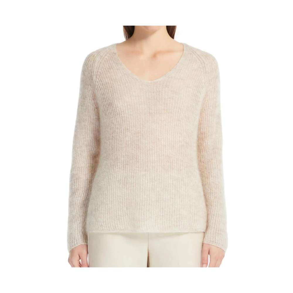 Max Mara Zachte Mohairmix V-hals Trui Beige Dames