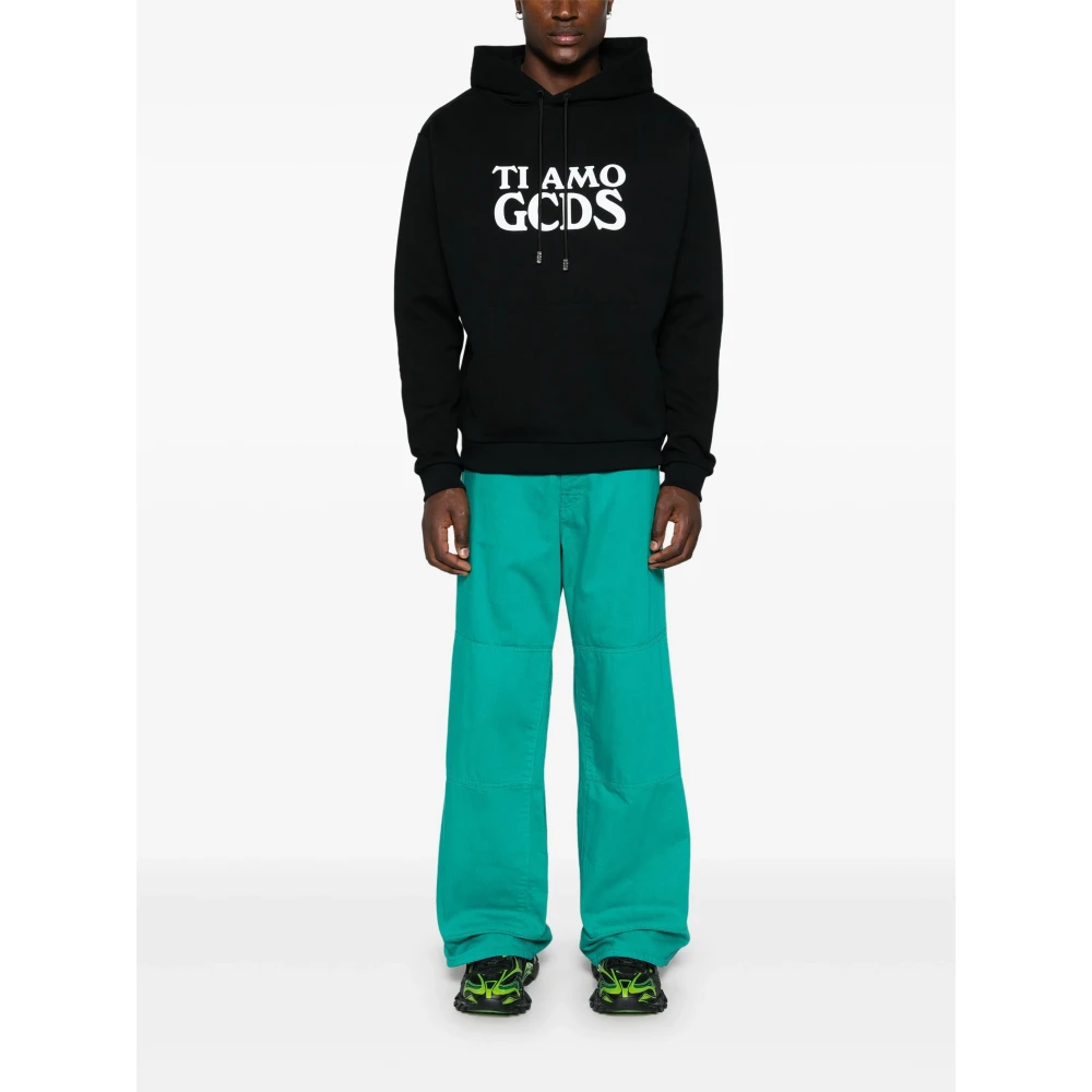 Gcds Zwarte Ti Amo Hoodie Black Heren