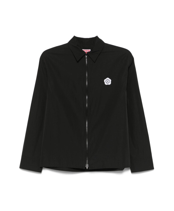 black-zip-front-classic-collar-shirt