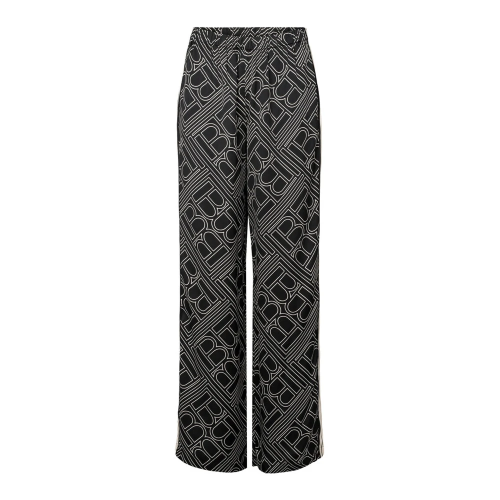 Bruuns Bazaar Wijde broek met donker logo-print Black Dames