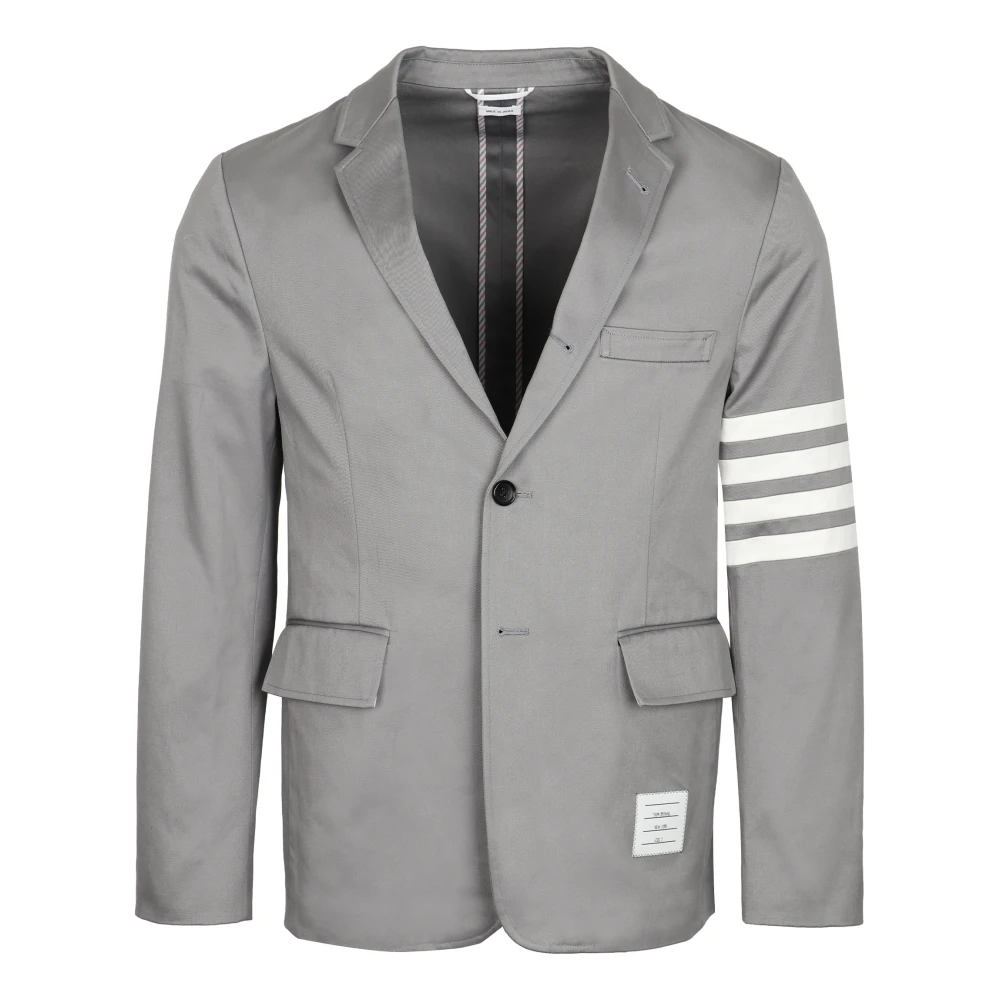 Thom Browne Katoenen Gabardine Blazer met Tricolor Detail Gray Heren