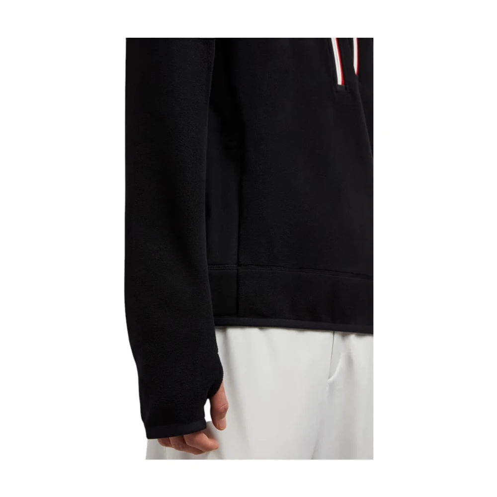 Moncler Zwarte Half-Zip Fleece Sweatshirt Black Heren