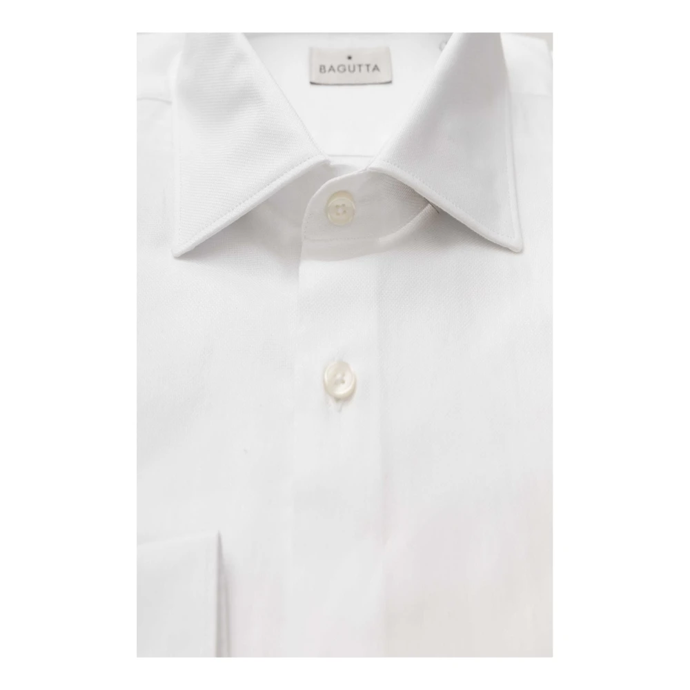 Bagutta Heren Katoenen Overhemd Effen Kleur White Heren