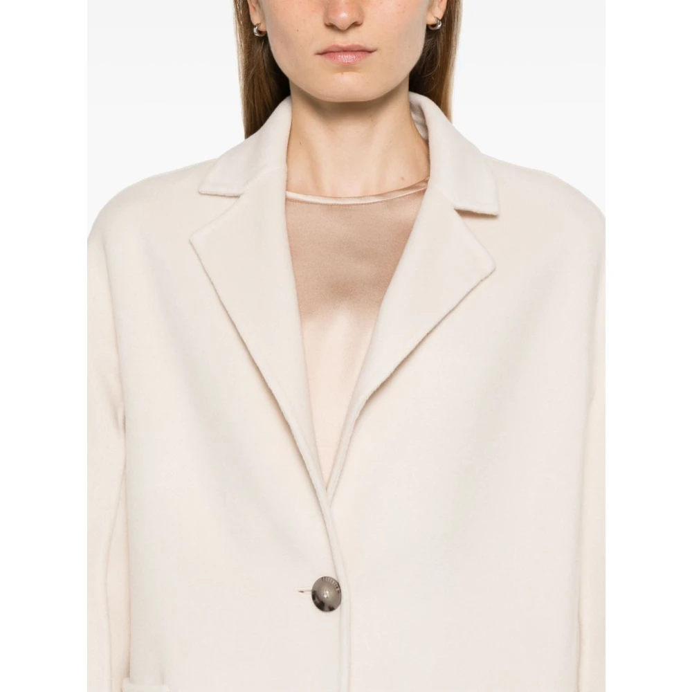 PESERICO Stijlvolle Wollen Jas Beige Dames