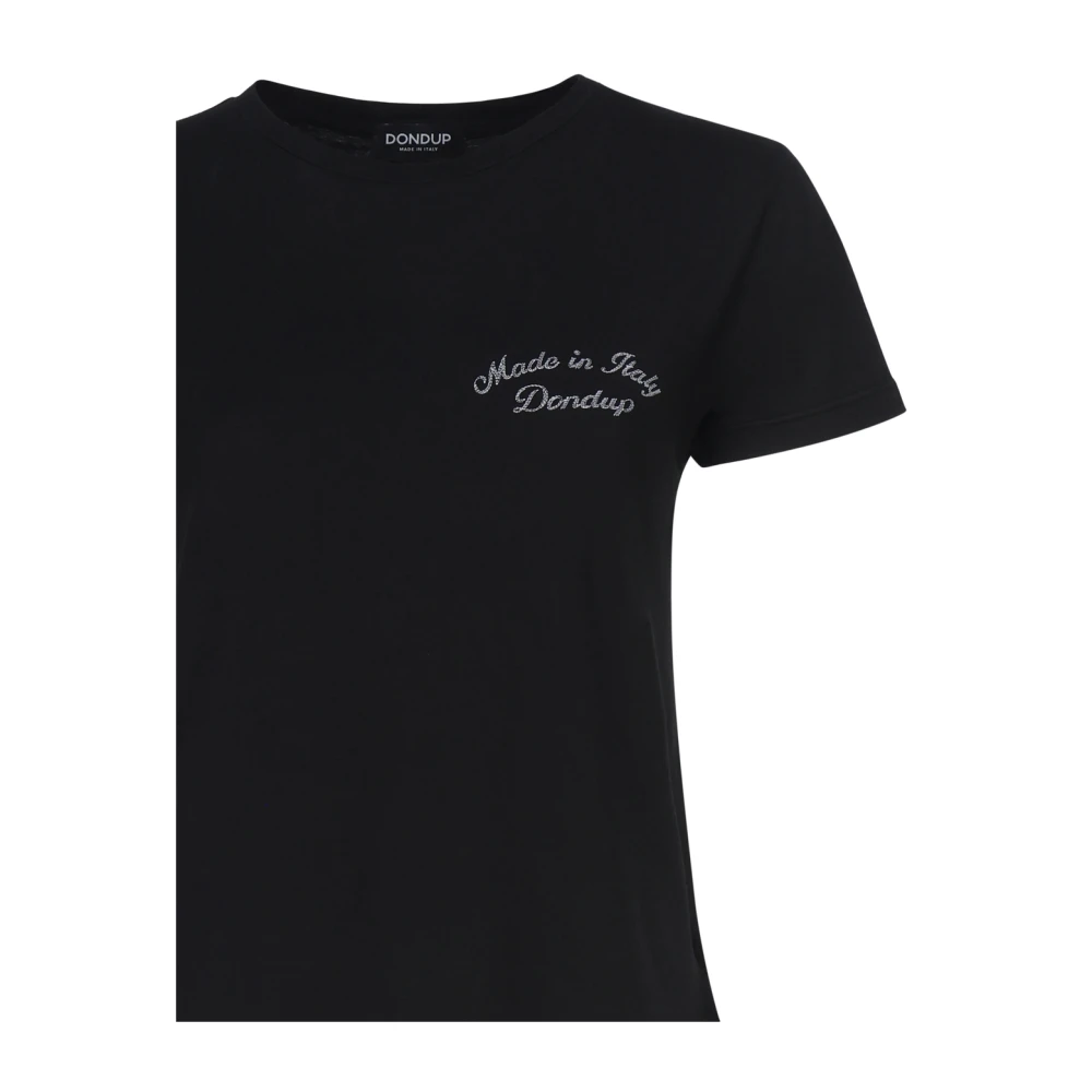 Dondup Zwarte Katoenen T-shirt Ronde Kraag Korte Mouwen Black Dames