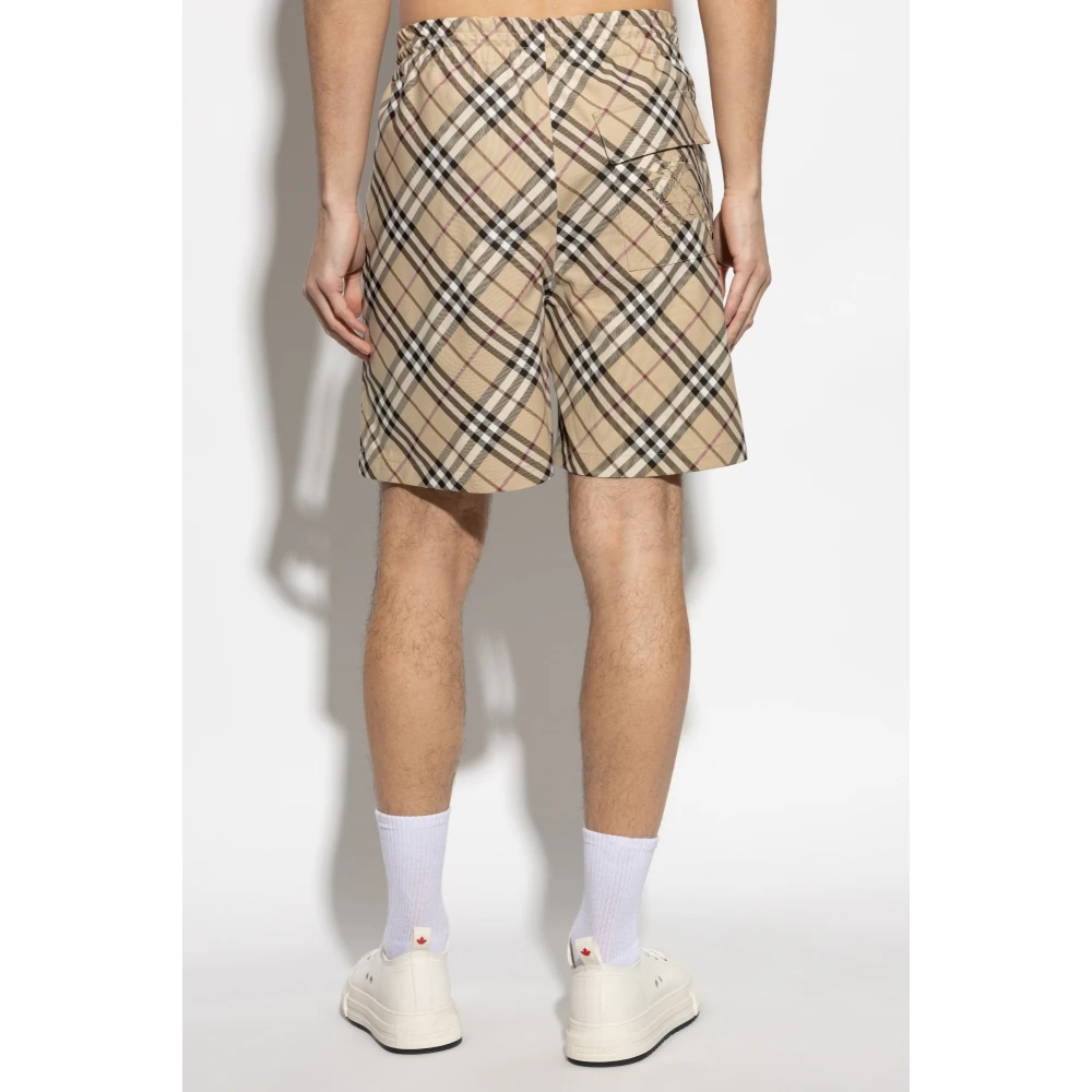 Burberry Geruite shorts Beige Heren