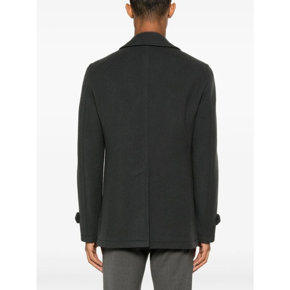 Tagliatore Dubbelbreasted wollen blend jas Black Heren