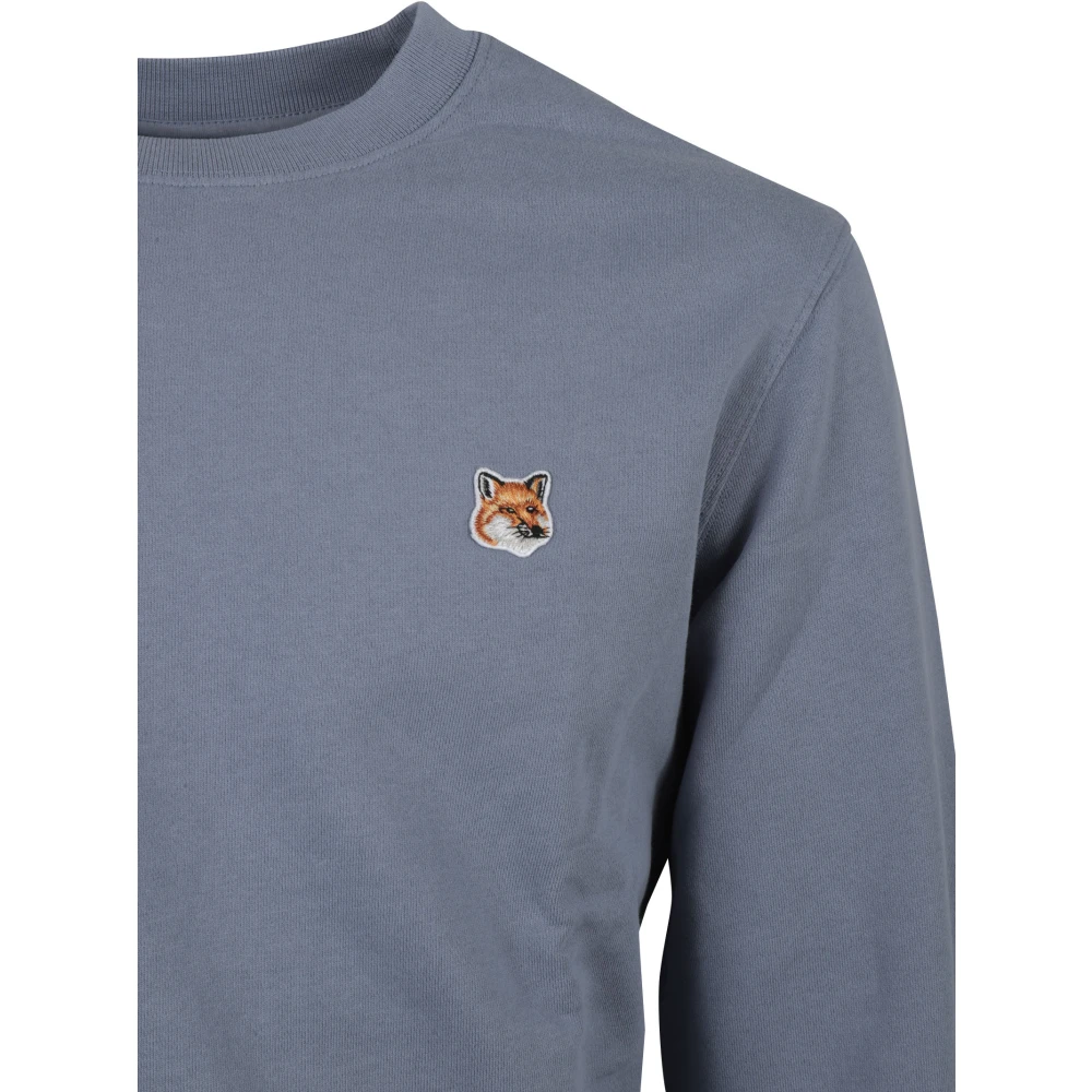 Maison Kitsuné Fox Head Patch Sweaters Blue Heren