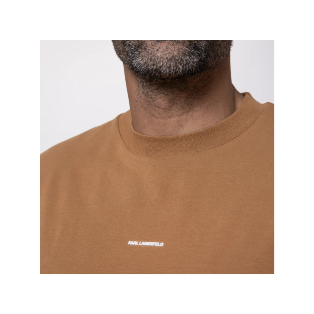 Karl Lagerfeld T-shirt camel met logo Brown Heren