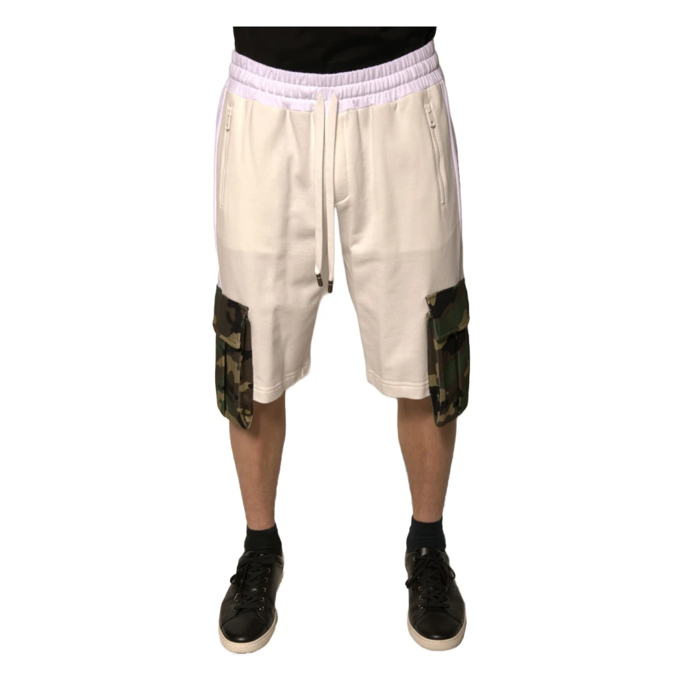 Dolce & Gabbana Men's Beige Casual Cargo Bermuda Shorts With Drawstring